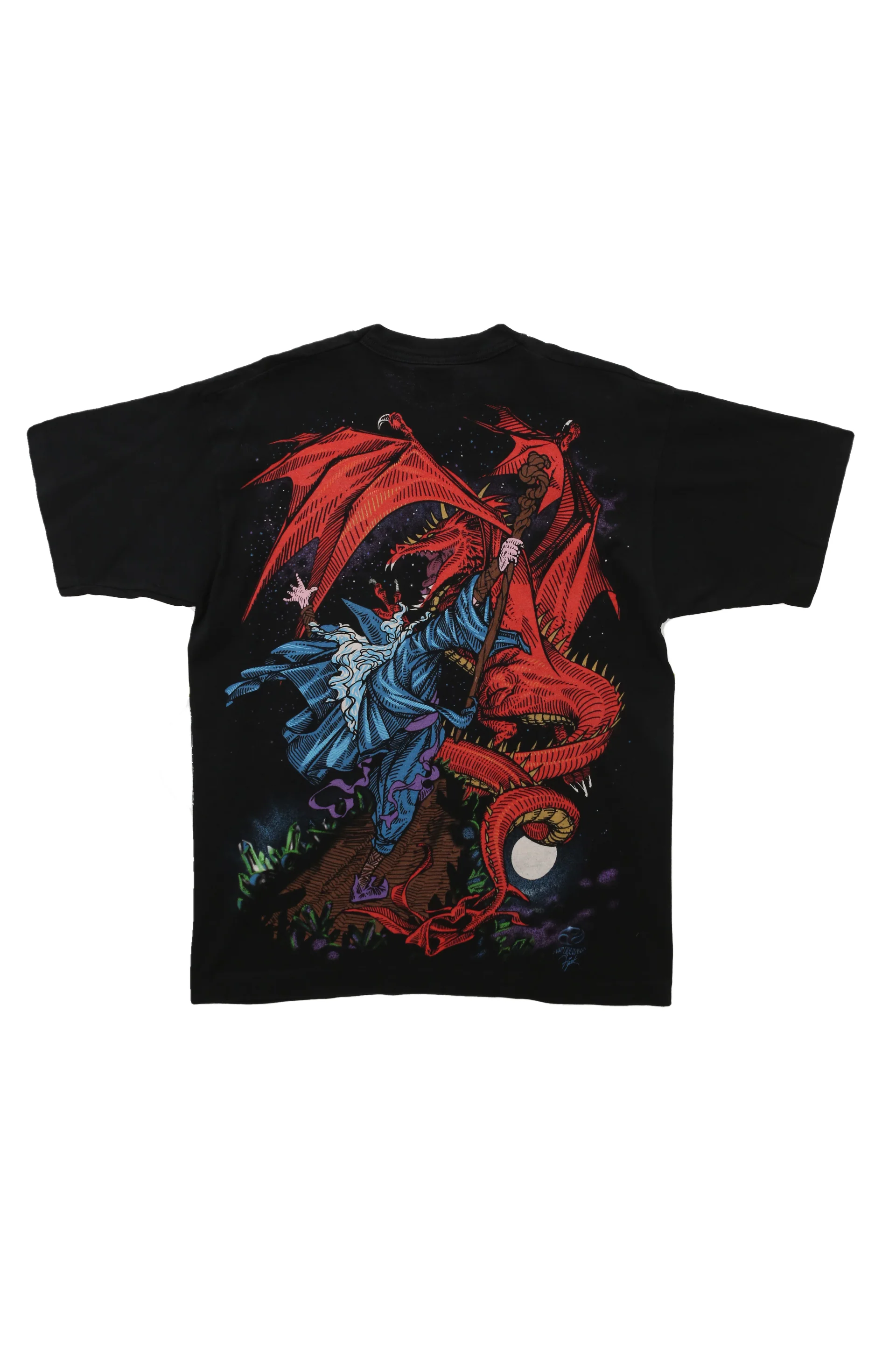 Liquid Blue 90's Wizard Dragon Graphic T-Shirt - Image 2