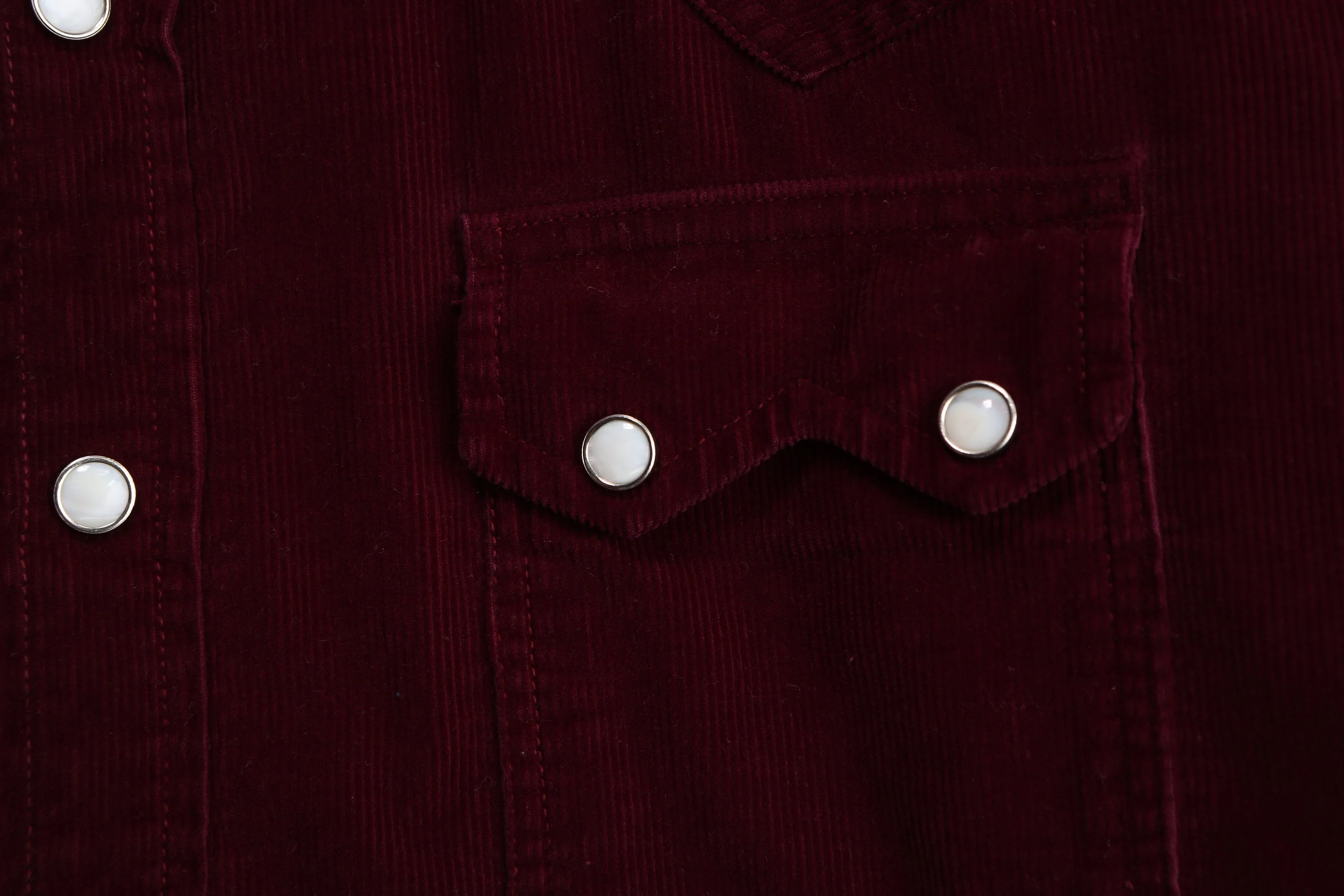 Men's Red Corduroy Long Sleeve Western Shirt - Image 3