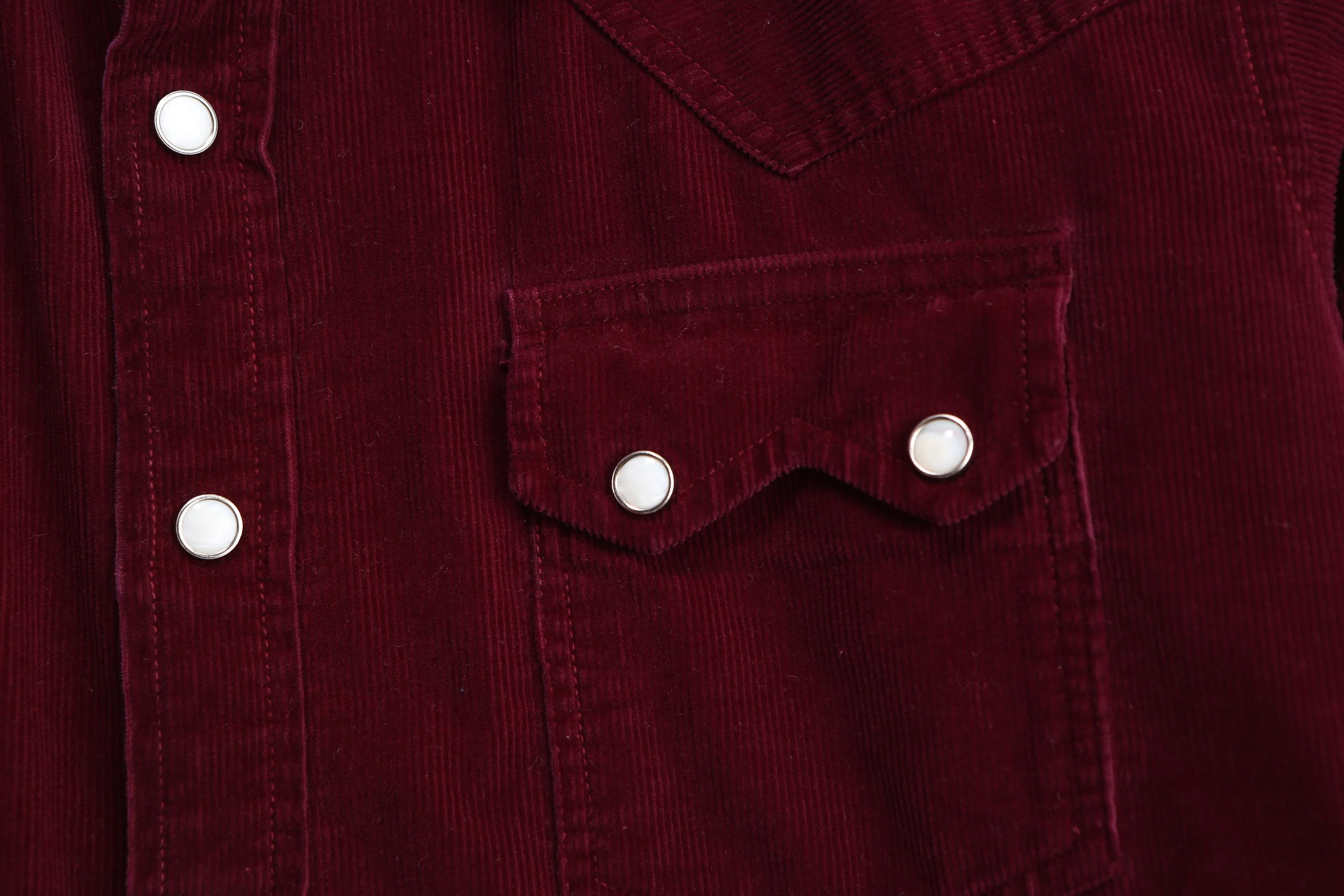 Men's Red Corduroy Long Sleeve Western Shirt - Image 4