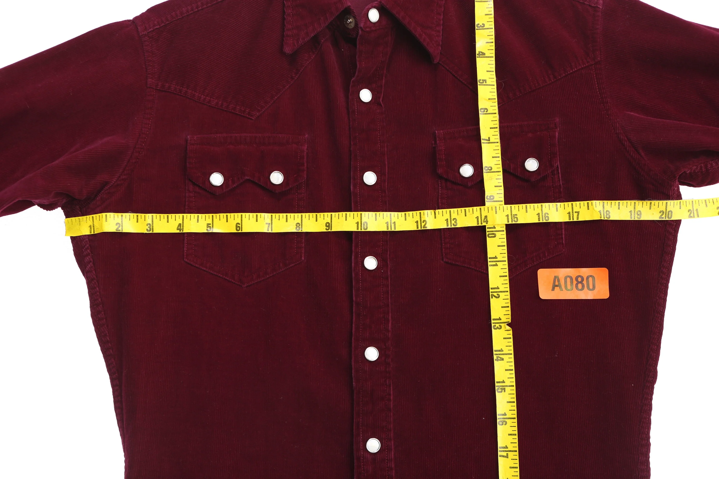 Men's Red Corduroy Long Sleeve Western Shirt - Image 5
