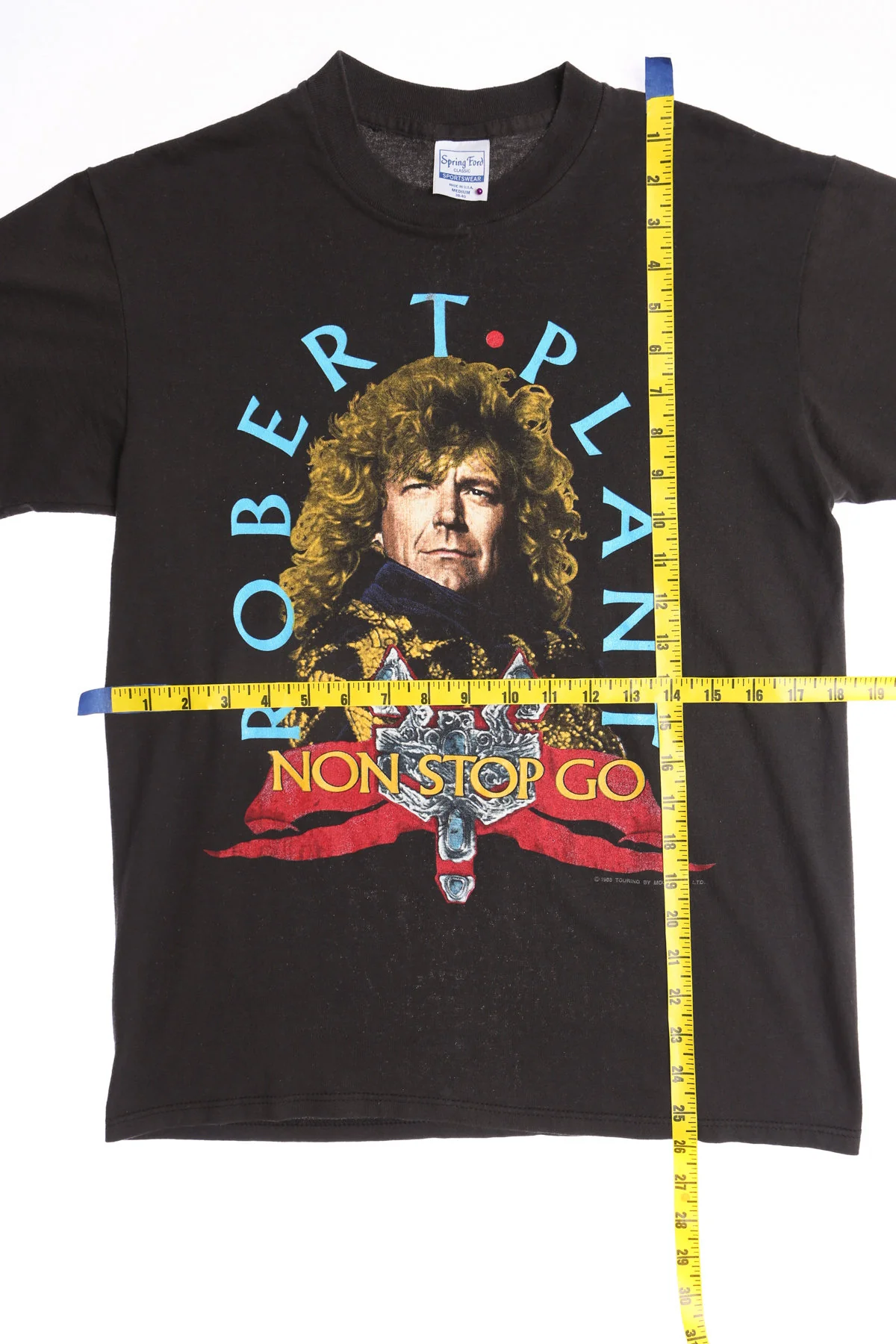 Robert Plant Non Stop Go World Tour 1988 Black Graphic T-shirt - Image 3