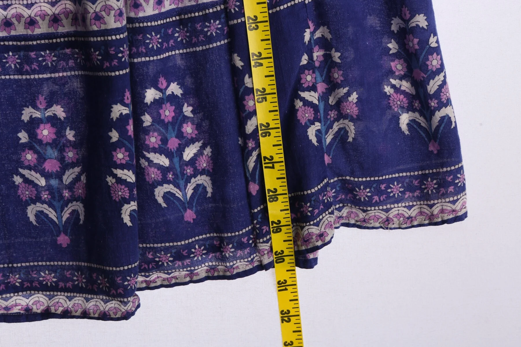 Vintage Bohemian Floral Print Purple Skirt by California Dream - Made in India - Image 3