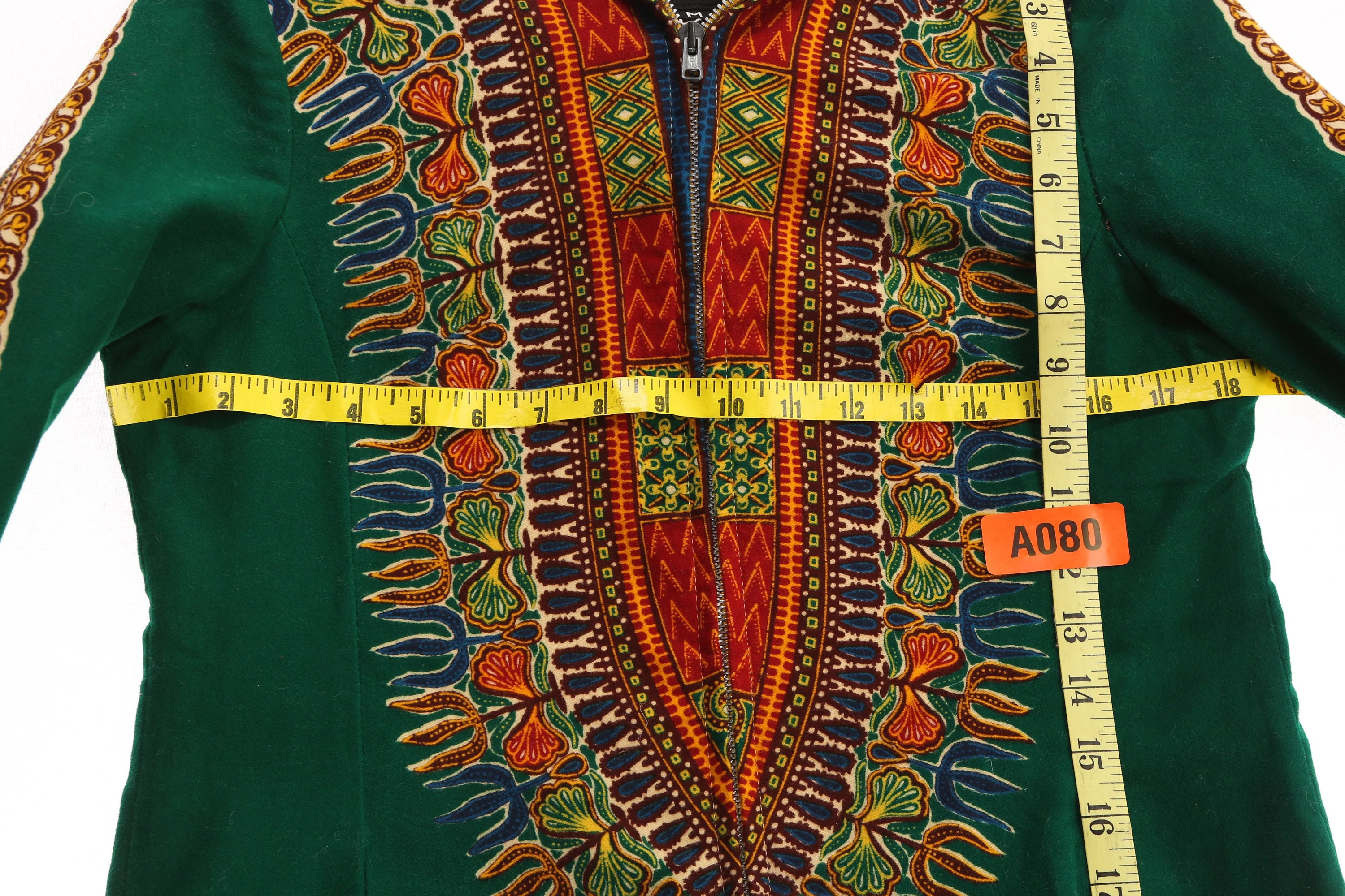 Vintage Women's Green Dashiki Hooded Jacket - Image 3