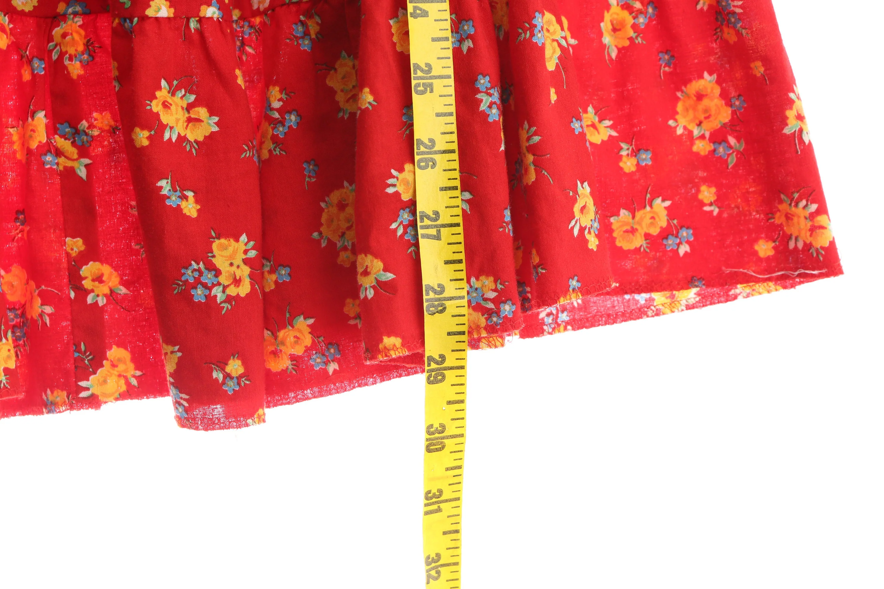 Vintage Women's Red Floral Print Prairie Skirt - Image 3